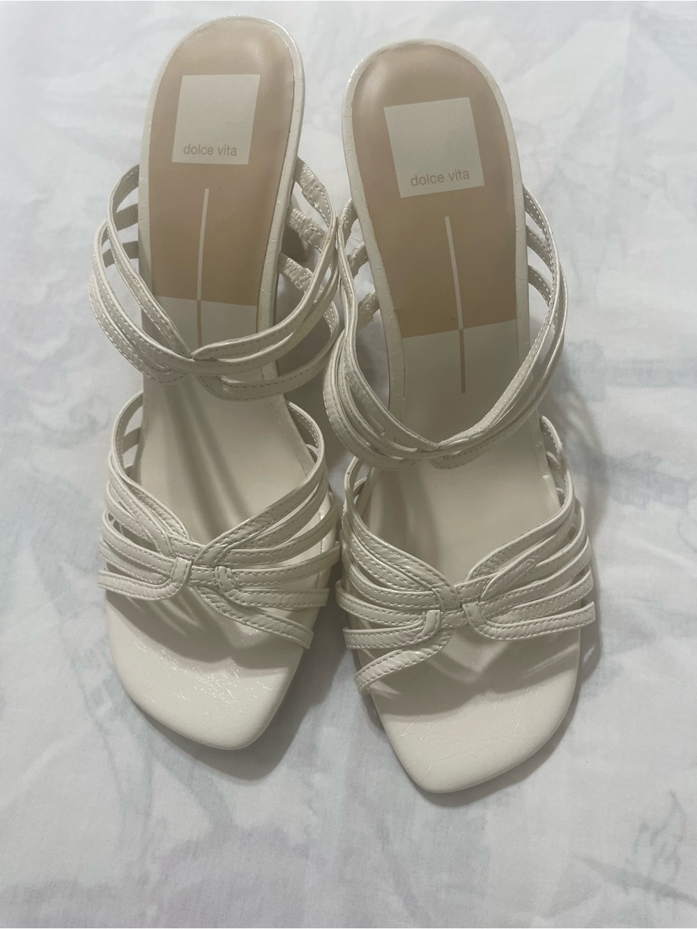 Breezy Dolce Vita Cream Strappy Knot Heel Sandals